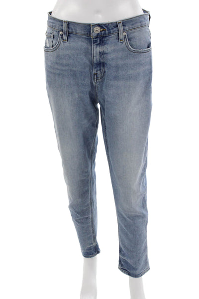 Hudson Womens High Rise Cropped Ankle Jeans Light Blue Button Size 27