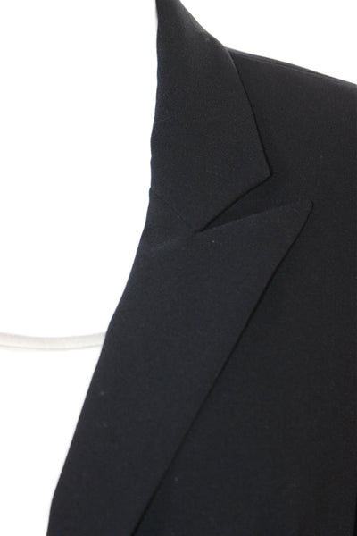 Anne Fontaine Womens Dark Blue Collared Button Blazer Long Sleeve Size 38