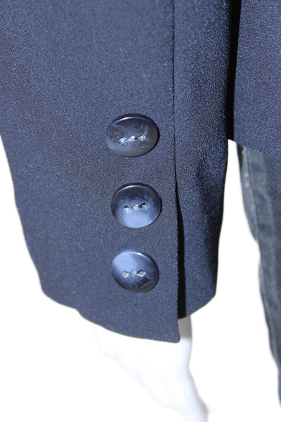 Anne Fontaine Womens Dark Blue Collared Button Blazer Long Sleeve Size 38