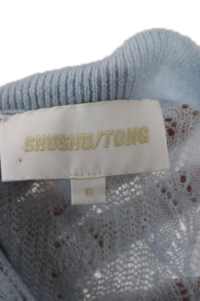 Shushu/Tong Unisex Light Blue 100% Cashmere V-Neck Pullover Long Sleeve Size 6