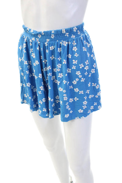 Draper James Womens Floral Square Neck Romper Blue 3/4 Sleeve Size XS