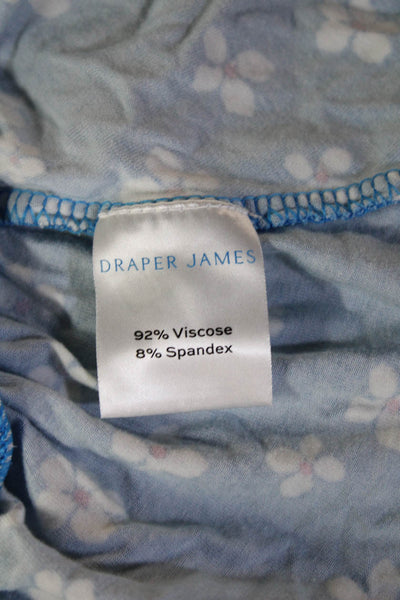 Draper James Womens Floral Square Neck Romper Blue 3/4 Sleeve Size XS