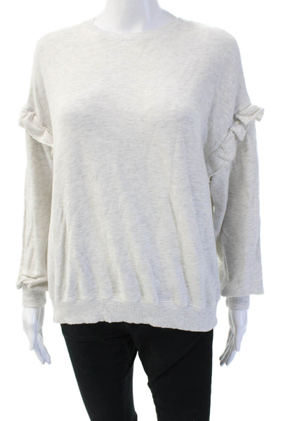 Monrow Women Pullover Sweatshirt Beige Long Sleeve Crew Neck Size M