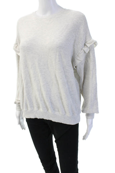 Monrow Women Pullover Sweatshirt Beige Long Sleeve Crew Neck Size M