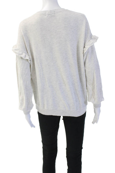 Monrow Women Pullover Sweatshirt Beige Long Sleeve Crew Neck Size M