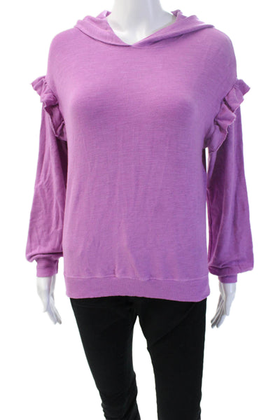Monrow Womens Pullover Hoodie Purple Rayon Blend Long Sleeve Size XS