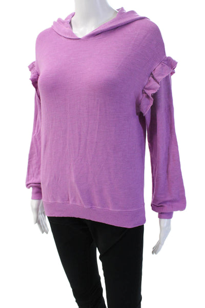 Monrow Womens Pullover Hoodie Purple Rayon Blend Long Sleeve Size XS