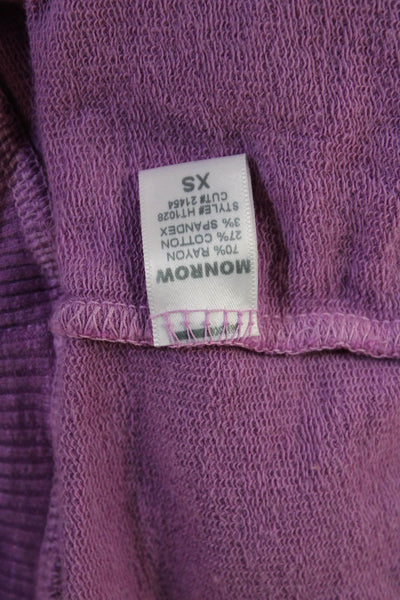 Monrow Womens Pullover Hoodie Purple Rayon Blend Long Sleeve Size XS