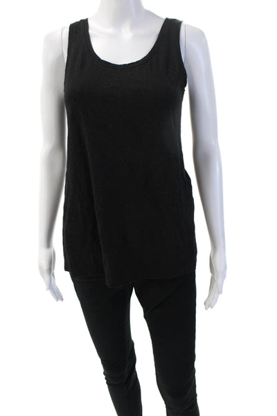 Eileen Fisher Women Basic Sleeveless Organic Linen Tank Black Size XS