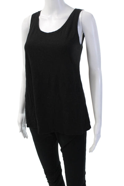 Eileen Fisher Women Basic Sleeveless Organic Linen Tank Black Size XS