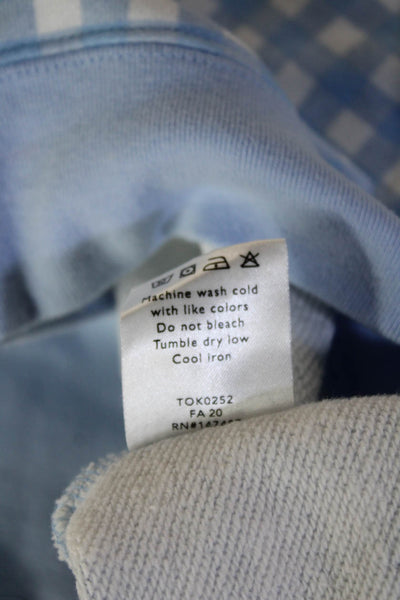 Draper James Womens Pullover Sweatshirt LightBlue Cotton Crewneck Check Size XS
