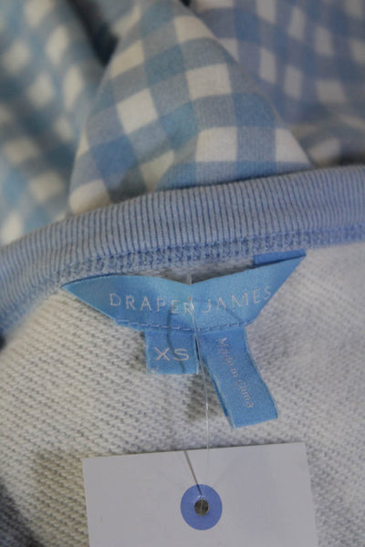 Draper James Womens Pullover Sweatshirt LightBlue Cotton Crewneck Check Size XS