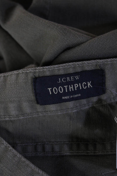 J Crew Women Cropped Chino Khaki Pants Green Button Size 26