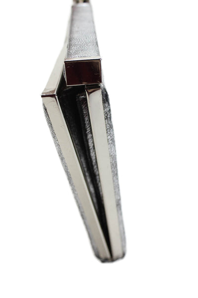 Charles David Women's Latch Closure Leather Silver Metallic Clutch