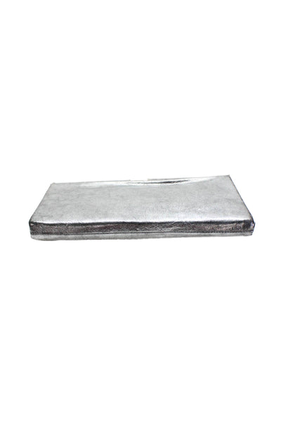 Charles David Women's Latch Closure Leather Silver Metallic Clutch