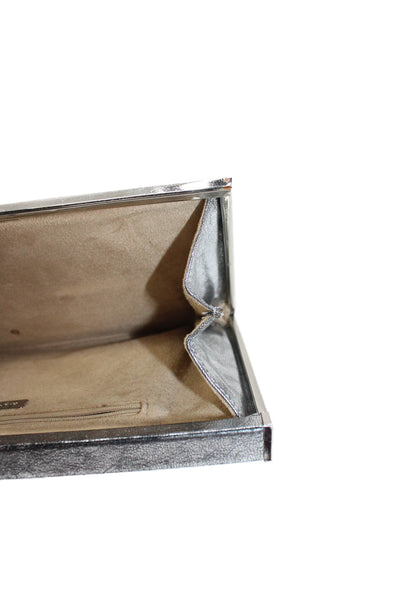 Charles David Women's Latch Closure Leather Silver Metallic Clutch