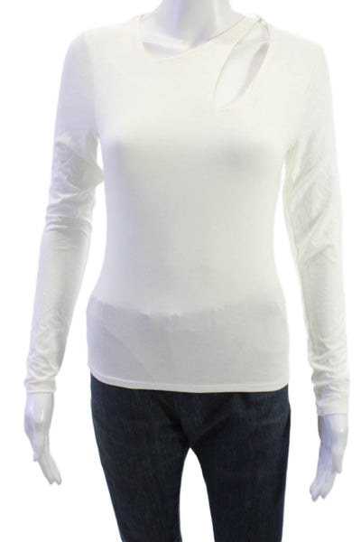 Krisa Women Basic Long Sleeve White T-Shirt Siro Micromodal Size XS