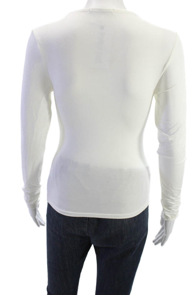 Krisa Women Basic Long Sleeve White T-Shirt Siro Micromodal Size XS