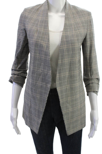 Babaton Womens Glen Print Unlined Long Sleeve Blazer Gray Size 00