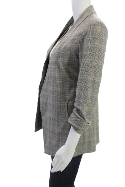 Babaton Womens Glen Print Unlined Long Sleeve Blazer Gray Size 00