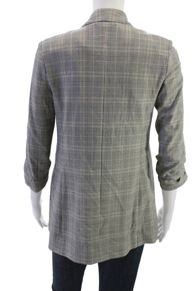 Babaton Womens Glen Print Unlined Long Sleeve Blazer Gray Size 00