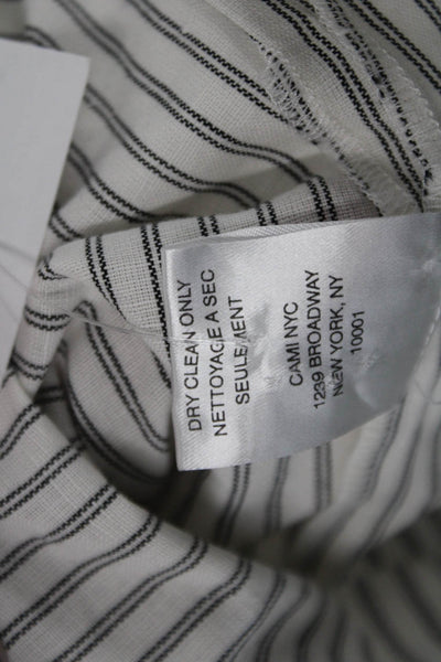 Cami NYC Women Cropped Striped Collared Button-Up White Linen Blend Size S