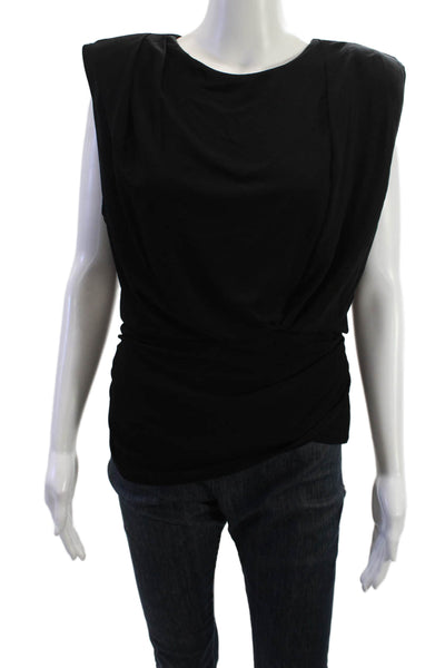 Simkhai Women Sleeveless Black Round Neck Blouse Rayon Spandex Designer Size S