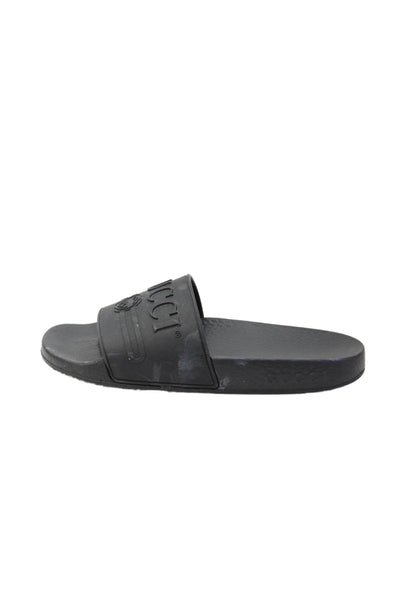 Gucci Womens Monogram Basic Slide Sandals Solid Black Size 5
