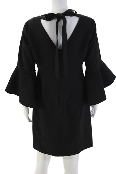 Laundry by Shelli Segal Women Shift Dress Black V-Neck 3/4 Sleeve Knee Size 6