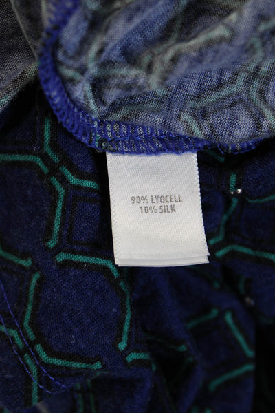 St. John Women Dark Blue Short Sleeve Round Neck T-Shirt Lyocell Silk Size S