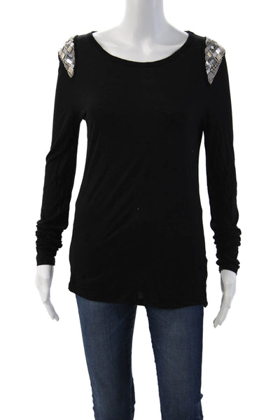 Michael Michael Kors Women Basic Black Long Sleeve T-Shirt Size M