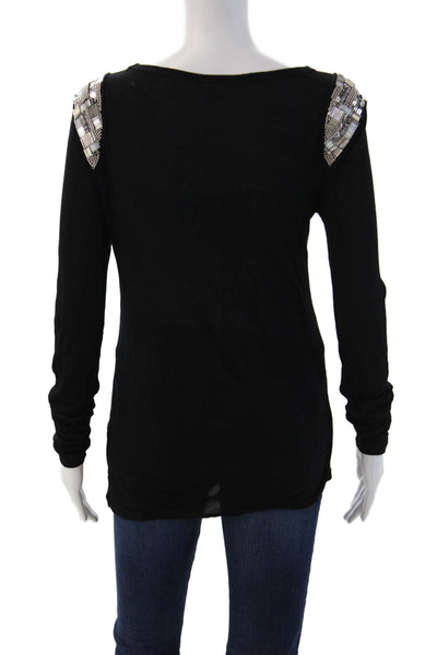 Michael Michael Kors Women Basic Black Long Sleeve T-Shirt Size M