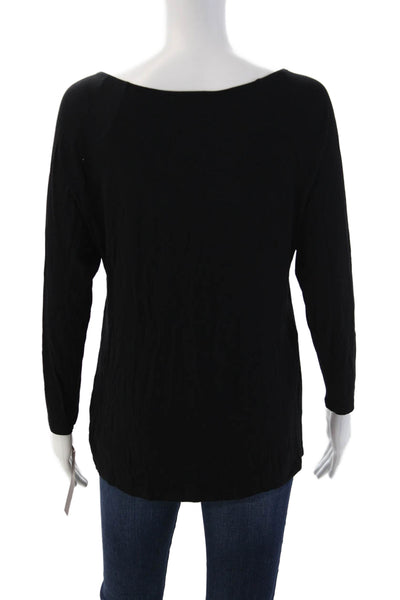 Dana Buchman Womens Tunic Blouse Black Long Sleeve Round Neck Size S