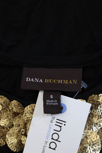 Dana Buchman Womens Tunic Blouse Black Long Sleeve Round Neck Size S