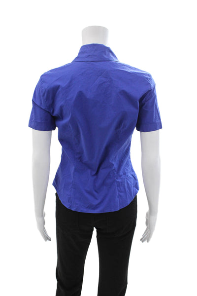 Love Moschino Womens Blue Collared Button Up Blouse Short Sleeve Size 36