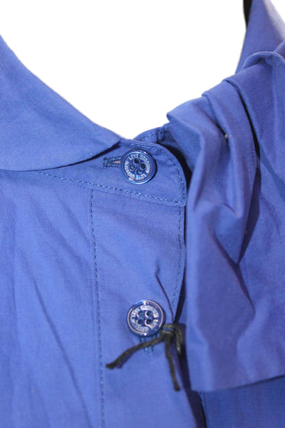 Love Moschino Womens Blue Collared Button Up Blouse Short Sleeve Size 36
