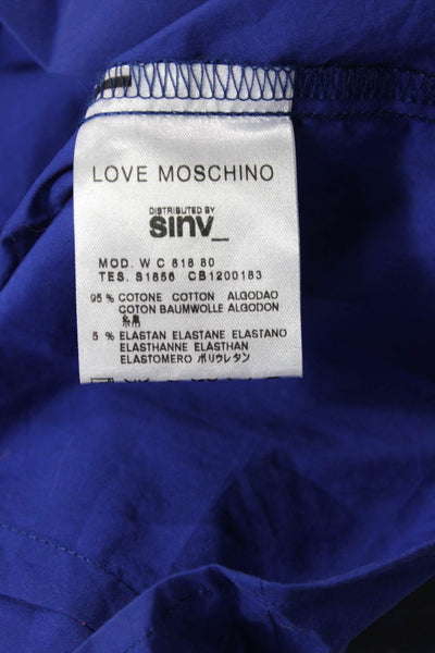 Love Moschino Womens Blue Collared Button Up Blouse Short Sleeve Size 36