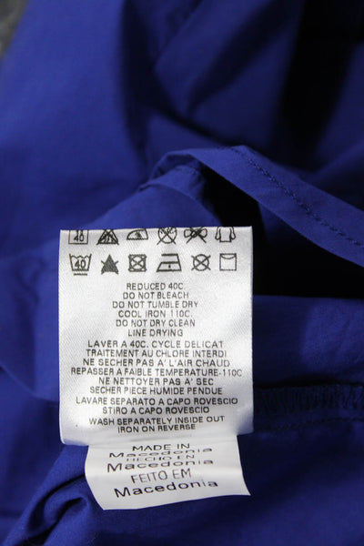 Love Moschino Womens Blue Collared Button Up Blouse Short Sleeve Size 36