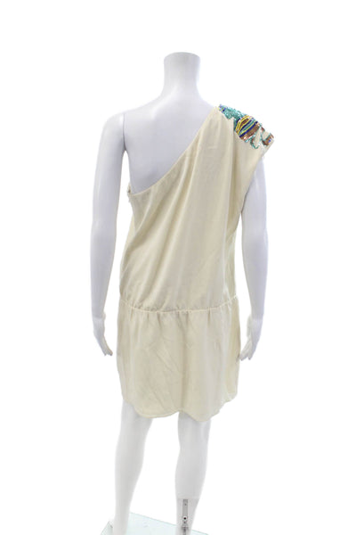 Tibi Women Beige 100% Silk Shift Dress Short Zip Designer Size 10