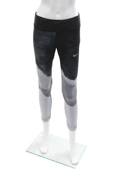 Nike Womens Black Ankle Leggings Drawstring Graphic Sports Size S