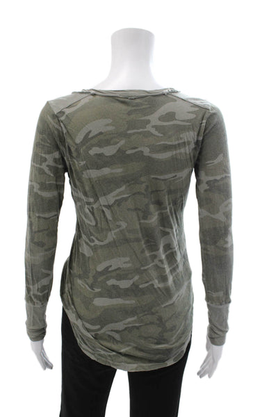 Splendid Womens Button-Up Camouflage Cotton Long Sleeve Green Size M