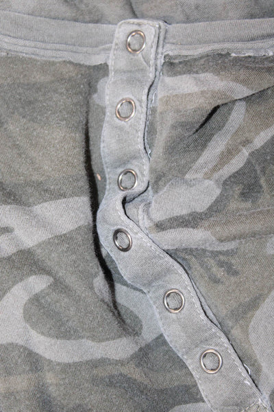 Splendid Womens Button-Up Camouflage Cotton Long Sleeve Green Size M