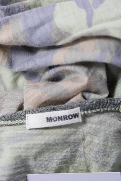Monrow Womens Jersey Camouflage Long Sleeve T-Shirt Gray Cotton Size S