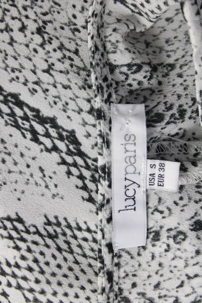 Lucy Paris Womens Black Snake Print Round Neck Short Sleeve Blouse Size S
