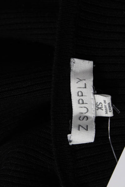 Z Supply Womens Cropped Black Tee Short Sleeve Crew Neck Rayon Nylon Size XS