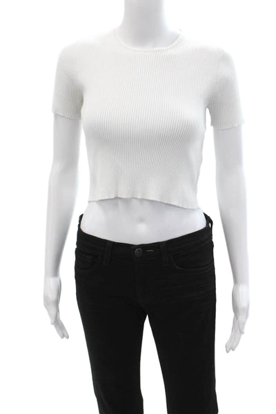Z Supply Women Cropped Basic T-Shirt White Crew Neck Short Sleeve Size XS