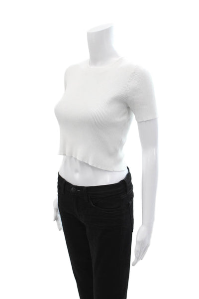 Z Supply Women Cropped Basic T-Shirt White Crew Neck Short Sleeve Size XS