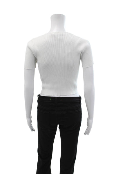 Z Supply Women Cropped Basic T-Shirt White Crew Neck Short Sleeve Size XS
