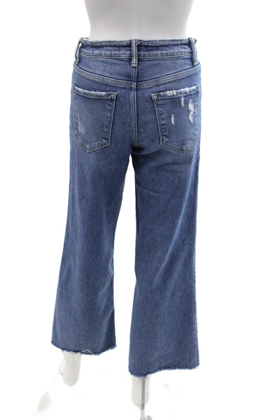 Flying Monkey Womens Cropped Wide Leg Jeans Blue Button Mid Rise Size 26