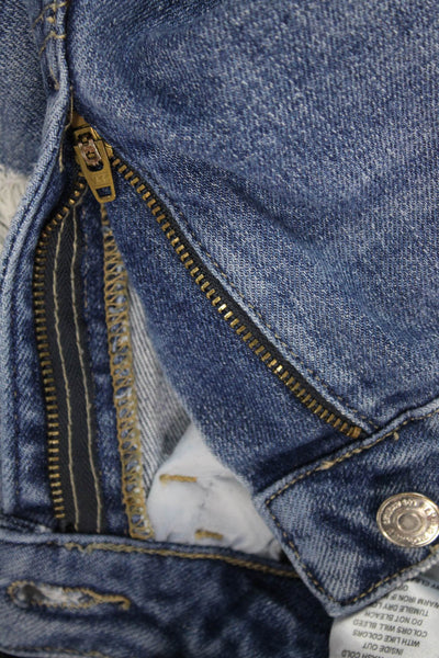 Flying Monkey Womens Cropped Wide Leg Jeans Blue Button Mid Rise Size 26